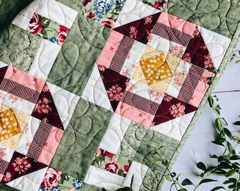 Floral Patchwork Quilt PDF – Beginner Baby, Throw & Twin Sizes – Instant Download- Fields of Blooms