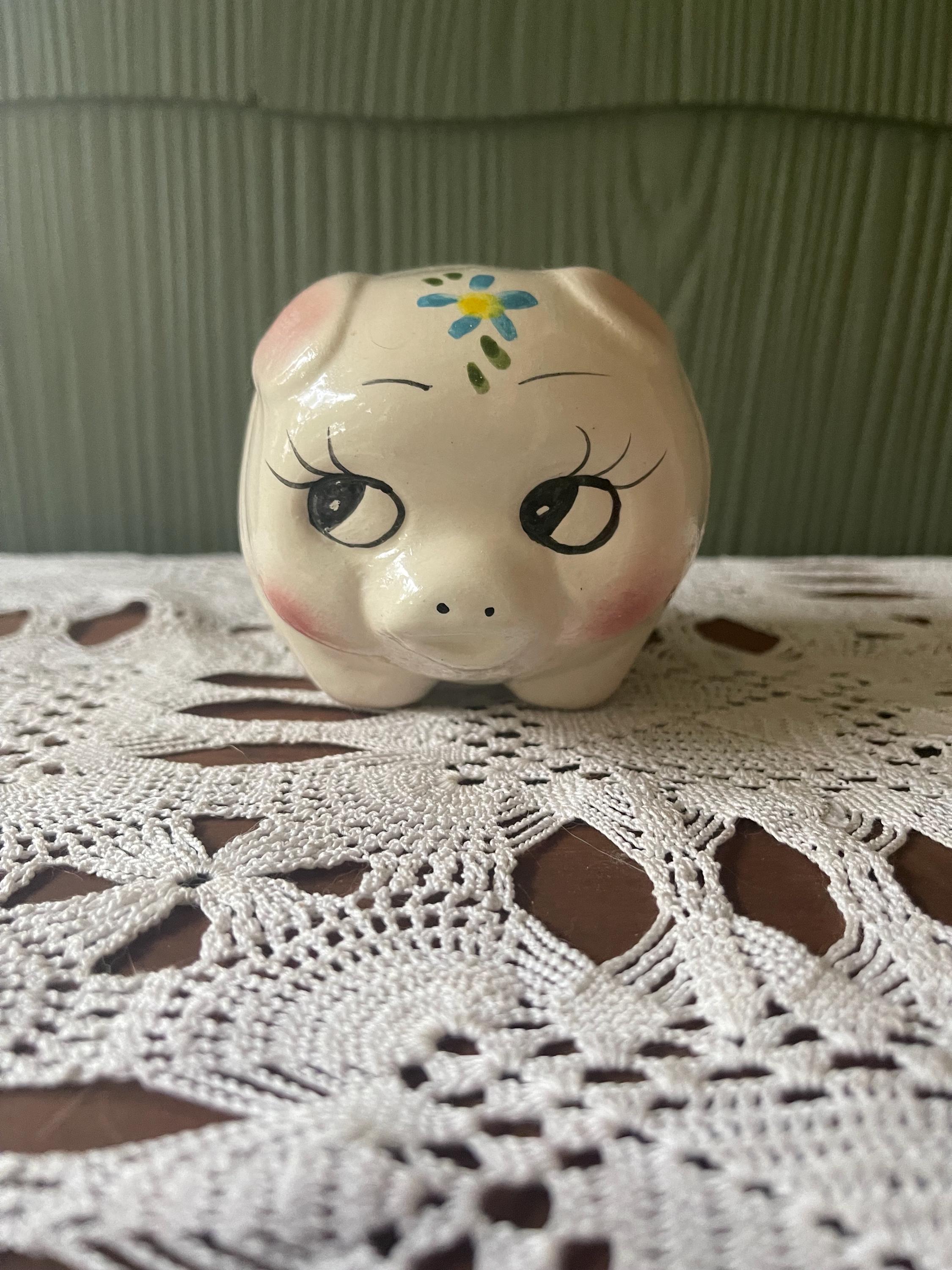 Vintage Ceramic Hand-Painted Piggy Bank - Etsy 日本