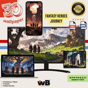 Fantasy Heroes Journey Wallpaper Epic Medieval Art RPG Aesthetic iPhone iPad Desktop Wide Tablet Background