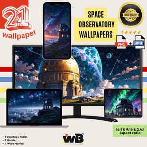 Space Observatory Wallpaper Galaxy Stars Night Sky Art for Desktop Mobile Tablet Wide Monitor