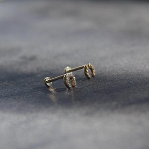 14K Solid Gold Horseshoe Piercing, Tiny Horseshoe Stud Earring, Dainty Cartilage Piercing, Minimalist Luck Charm Piercing, Tragus Piercing