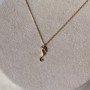 14k Gold Seahorse Necklace, Dainty Ocean-Inspired Pendant, Nautical Jewelry Gift