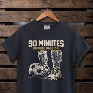 Camiseta de fútbol de 90 minutos, colores cómodos, gráfico vintage, regalo para futbolista, ideal para el día del partido.