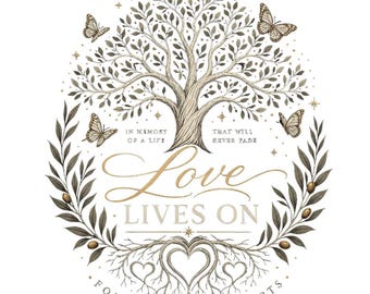 Love Lives On PNG Sublimation | Tree of Life Memorial Design | Butterfly In Loving Memory | Digital Download