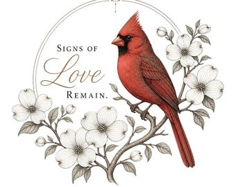 PNG commemorativo del Cardinale Rosso / I segni dell'amore rimangono Sublimazione / In ricordo dell'uccello Design / Download digitale