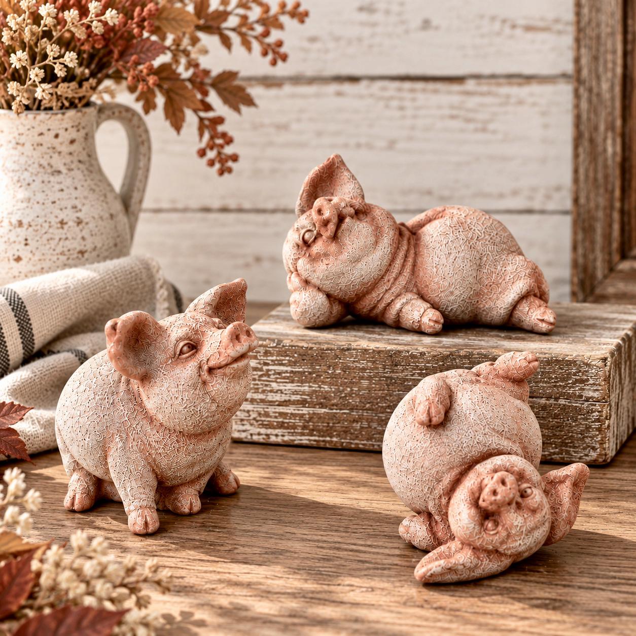 The Three Pigs フィギュアセット Three Little Pigs Figurines - Etsy