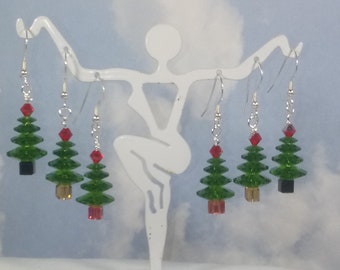 Swarovski Crystal 4 Ast Weihnachtsbaum Ohrringe an Ohrhaken nach Wahl
