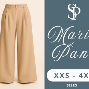 Wide Leg Trousers Sewing Pattern PDF | High Waist Pleated Palazzo Pants | Digital Download | XXS–4XL | Elegant Fit