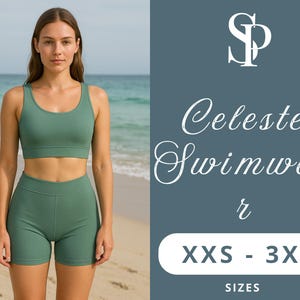 Naaipatroon sportief badpak pdf | Zwemshort met hoge taille en topje met ronde hals | Atletische bikiniset | XXS–3XL | Digitale download