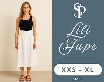 PDF Sewing Pattern Women’s Button Front Midi Skirt | A4 Format | Sizes XXS-XL | High Waist Skirt | Instant Download