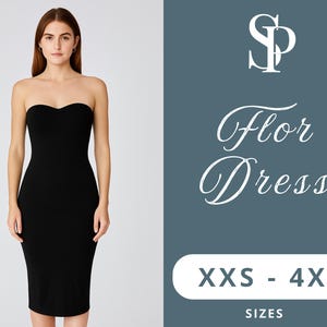 Strapless Dress Sewing Pattern PDF | Sweetheart Neckline Bodycon Midi Dress | Formal Party Dress DIY | XXS–4XL | Digital Download