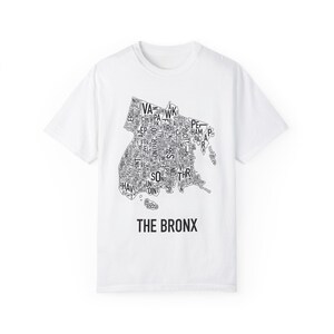 T-shirt graphique Le Bronx | T-shirt unisexe confortable, design de carte, style urbain, streetwear, cadeau parfait pour les amoureux de la ville, des voyages et de la culture