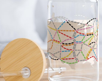 Ticket to Ride USA Map Sipper Glass: Railroad Board Game Drinkware