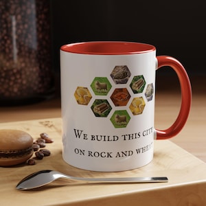 Catan Coffee Mug: &quot;We Build This City&quot; Board Game Gift