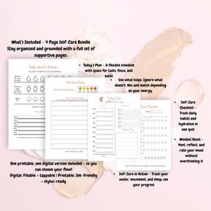 ADHD Planner for iPad and Print Daily Self Care Tracker Mood Log Editable PDF with Vision Board Page