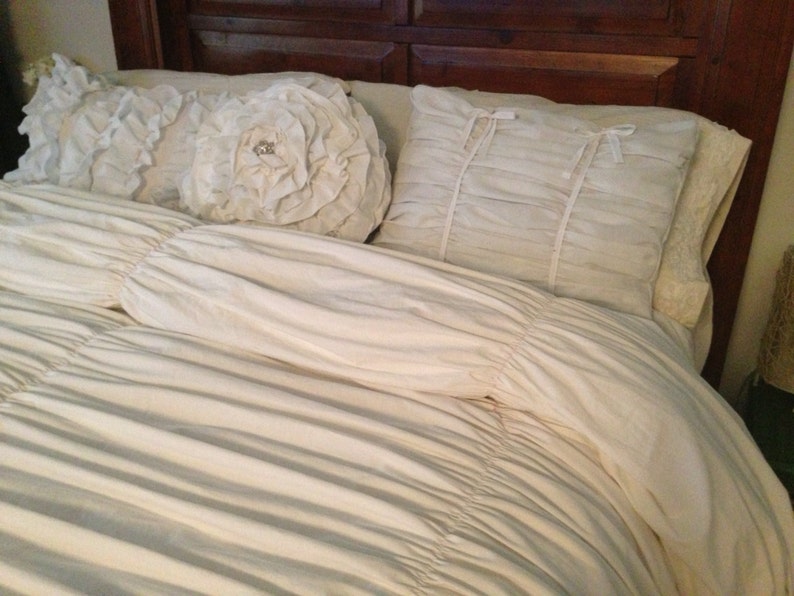 Shabby Chic King Size Gathered Duvet Cover Ruffled bedding Etsy