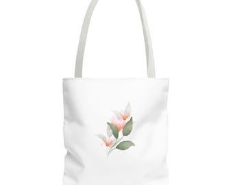 Floral Print Tote Bag - AOP, Eco-Friendly Shopper, Beach Bag, Plant Lover Gift, Lightweight Carryall