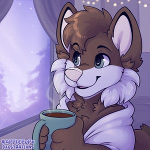 Cozy evening canine icon YCH