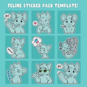 Lot de 8 stickers télégramme félin
