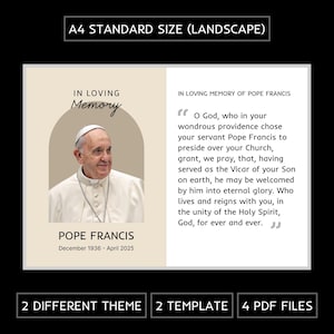 Biglietto di preghiera per Papa Francesco in formato PDF stampabile / Ricordo religioso cattolico e regalo di preghiera devozionale