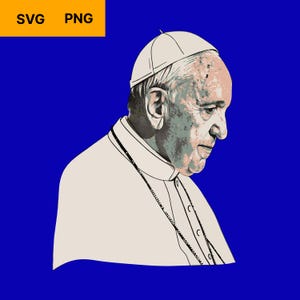 Pope Francis SVG & PNG Clipart, Catholic Church Religious Portrait, Papal Line Drawing Digital Download, Laser Cut File for Crafts
