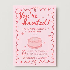RED and PINK Birthday Invitation