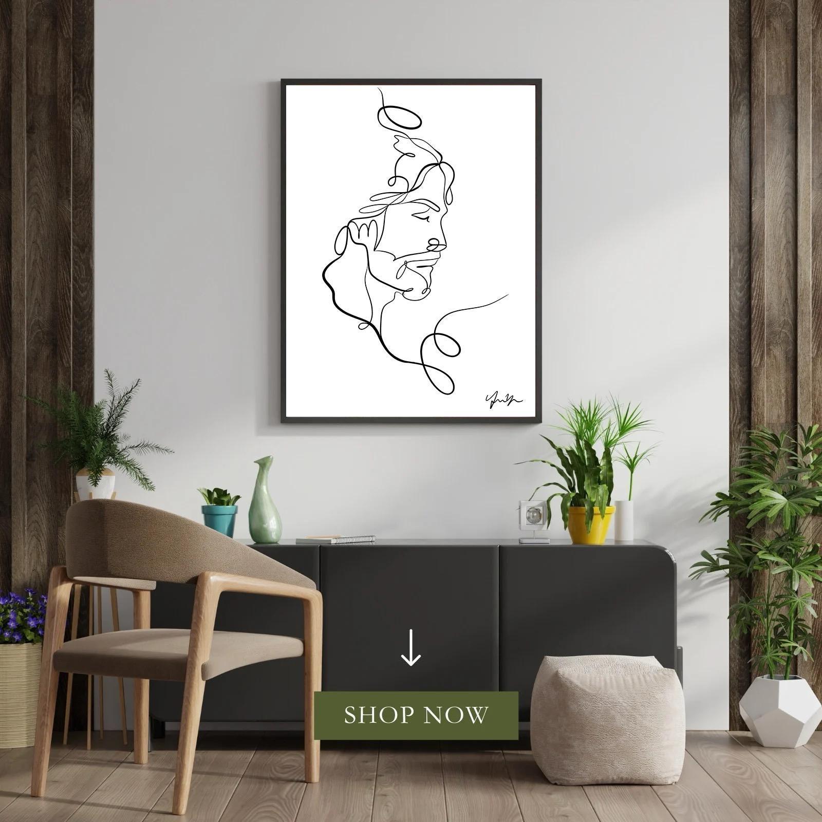 Jesus Line Art Print: Modern Minimalist Christian Home Decor - Etsy
