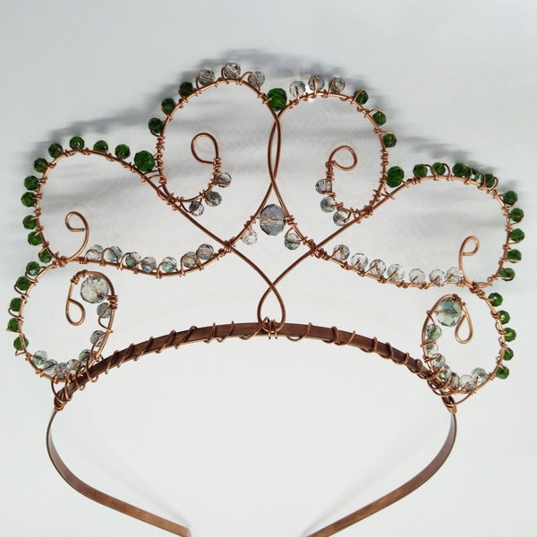 Green Lovers Tiara in copper filigree