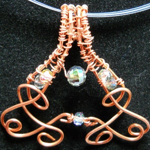 Celtic copper and crystal pendant necklace art nouveu inspired