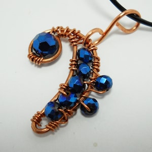 Bass Clef Copper Wire Wrapped Pendant in Blue