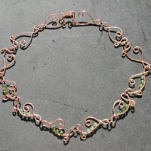 Green Leaves Link Copper Choaker Necklace