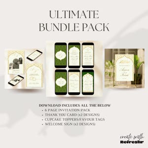 Digital Muslim Wedding Invitation | Nikkah Walima Reception Card | Islamic Wedding Canva Template | Muslim Wedding Evite | Editable