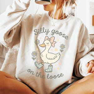 Silly Goose on the Loose PNG, Cute Spring Goose Sublimation, Boho Floral Coquette Duck, Funny Girly Animal Shirt, Preppy Trendy Design