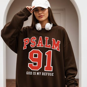 Psalm 91 PNG, Gud är min tillflykt PNG, kristen bibelvers sublimering, skrift PNG, religiös tro PNG, kristen skjortdesign