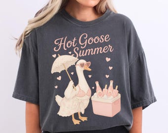 Hot Goose Summer PNG, Coquette Girly Goose, Silly Goose Summer Design, Funny Summer Goose, Digital Download, Summer Vibe Trip, Preppy Trendy