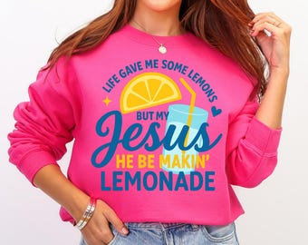 Life Gave Me Lemons But My Jesus Made Lemonade PNG, Christian Summer Shirt Sublimation, Inspirational Faith Quote PNG, Cute Pastel Design