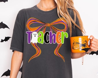 Teacher Halloween PNG, Spooky Coquette Teacher PNG, Ghost Teacher PNG, Halloween Teacher Png, Fall Teacher Life Png, Preppy Teacher Png
