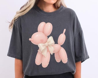 Pink Coquette Balloon Dog PNG, Cute Lace Bow Balloon Animal Graphic, Soft Girl Era Sublimation PNG, Girly Aesthetic Shirt Design