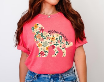 Golden Retriever Mama PNG, Golden Mom Floral Sublimation Design, Dog Mom PNG, Pet Mom PNG, Dog Coquette Png, Preppy Dog Mom Flower Png