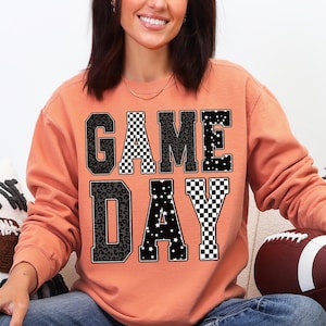 Gameday PNG, Retro Football PNG, Football Mom PNG, Football Shirt Png, Checkered Star Football Shirt Sublimation, Game Day Digital Download