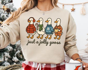 Just a Jolly Goose PNG, Cute Christmas Goose Sublimation, Funny Holiday Goose Png, Cozy Winter Goose, Digital Download, Xmas PNG