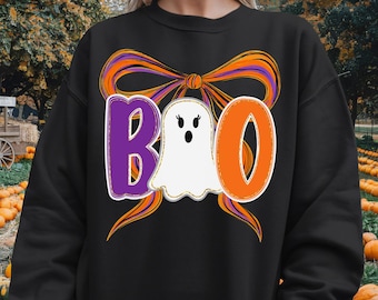Boo PNG, Spooky Coquette PNG, Ghost PNG, Halloween Png, Fall Png, Preppy Png, Trendy Png, Halloween Bow Png, Faux Glitter Png, Brushstroke