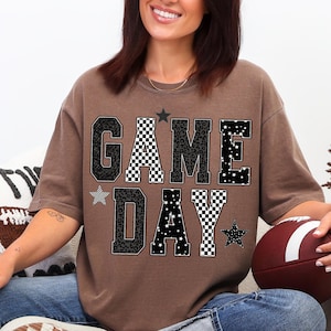 Gameday PNG, Retro Football PNG, Football Mom PNG, Football Shirt Png, Checkered Star Football Shirt Sublimation, Game Day Digital Download