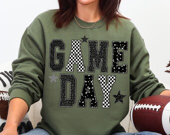 Gameday PNG, Retro Football PNG, Football Mom PNG, Football Shirt Png, Checkered Star Football Shirt Sublimation, Game Day Digital Download