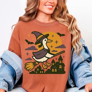 Witch Goose PNG, Halloween Goose PNG, Cute Spooky Fall Shirt Design, Funny Goose Costume Sublimation Design PNG, Spooky Season Png