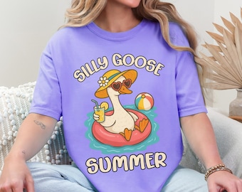 Silly Goose Summer PNG, Funny Summer PNG, Summer Vibe PNG, Boho Floral Coquette Duck, Funny Girly Animal Shirt, Preppy Trendy, Summer Trip