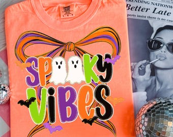 Spooky Vibes PNG, Spooky Coquette PNG, Ghost PNG, Halloween Png, Fall Png, Preppy Png, Halloween Bow Png, Faux Glitter Png, Brushstroke Png