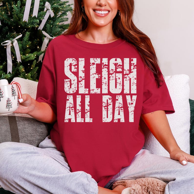 Jul PNG-paket, Preppy Retro Christmas PNG, Jingle Bells, Glädje till världen, Ho Ho Ho, Fa La La, Släde hela dagen, Högtidssublimering bild 4