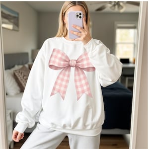 Coquette Pink Gingham Bow PNG, Checkered Bow Shirt PNG, Coquette Aesthetic PNG, Trendy Coquette Bow Sublimation Png, Preppy Bow Png