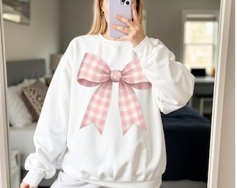 Coquette Pink Gingham Bow PNG, Checkered Bow Shirt PNG, Coquette Aesthetic PNG, Trendy Coquette Bow Sublimation Png, Preppy Bow Png